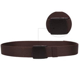 WedDecor Nylon Webbing Military-Style Belt, 1.5" Canvas Belt Flip Plastic Buckle, Combat Webbing Belt for Cargo Pants, Tactical Belt for Military Wear, Outdoor Sports, Brown