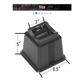 ZTON Bed Furniture Risers Elevation in Height 5" Heavy Duty Risers for Both Posts and Wheels of Sofa and Bed Support up to 2000 lbs.(Set of 4 Riser,Black)