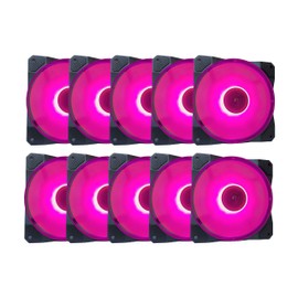 APEVIA CO1012L-PK Cosmos 120mm Pink LED Ultra Quiet Case Fan with 16 LEDs & Anti-Vibration Rubber Pads (10 Pack)