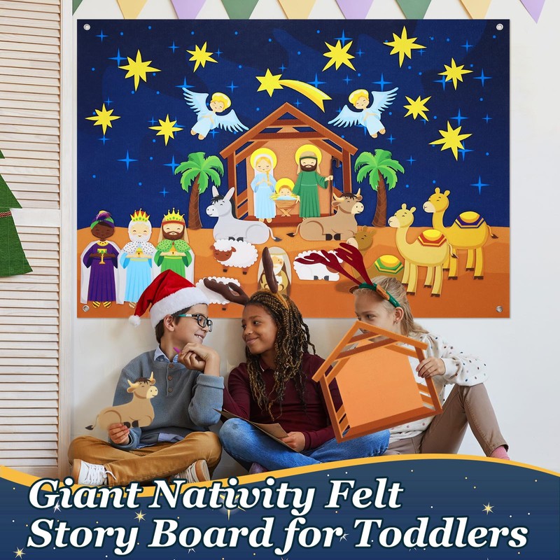 Batiyeer 31 Pcs Nativity Felt Set for Toddlers Kids Birth