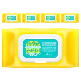 Arial Stress Relieving Purefull Cleansing Tissue, 80 sheets, 5 pcs / 아리얼 스트레스 릴리빙 퓨어풀 클렌징 티슈, 80매입, 5개