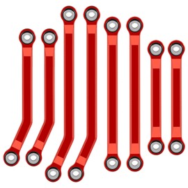 RCHUBAM 8Pcs RC Steering Pull Rod Link Linkage Set Anodizing Aluminum High Clearance Chassis Links Set Compatible with HPI 1/18 Venture HILUX RC Off-Road RC Car(Red)