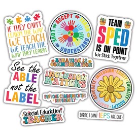 (10pcs) Special Education Teacher Stickers SPED Teacher Motivational Positive Classroom Funny Gifts Multiple Different Design, Waterproof, UV- Resistant, Suitable for Tumbler, Laptop, Car, Truck