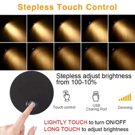 WisHomee Dimmable RV Reading Light with USB Charging Port, DC 12V RV Interior Lights, Flexible LED Light Fixtures, Designed for Camper, Van, Boat and Motorhome, 2 Pack(Black)