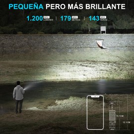 WUBEN C3 Linterna LED Recargable,Alta Potencia Portátil Lampara Luz de Flashlight con 6 Modos,IP68 Impermeable, para Camping, Senderismo, Montañismo, y Emergencia Iluminación