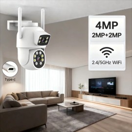 USA Local Stock Dual Lens Motion Detection Smart Security Camera for Home Wide Angle 355 Degree and Full Color Night VisionNetwork: Wi-Fi, Resolution: 1920P