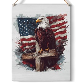 Fourth of July Decorations 4th of July Decor for Home Wall Independence Memorial Day Decorations Patriotic American Eagle Wood Decor 8 x 10 inches