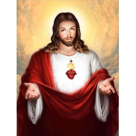 Jesus Christ Sacred Heart of Religious DIY 5D Diamond Painting Kits for Adults Full Drill by Number Gifts Body Home Wall Decor Canvas 30x40cm/12x16inches