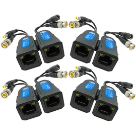 SGUESIKR 4 pares BNC a RJ45 Balun de vídeo pasivo con alimentación, adaptador Cat5e/Cat6 a BNC, transceptor de cable Ethernet para cámara de vigilancia analógica de 1080P-8MP, compacto, aislado en