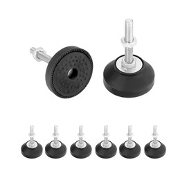 QWORK M8 Thread Rubber Furniture Leveling Feet, 8Pcs, Adjustable Furniture Glides - 2" Diameter, Screw in Threaded Furniture Levelers, Leveling Foot Leg for Tables and Desks