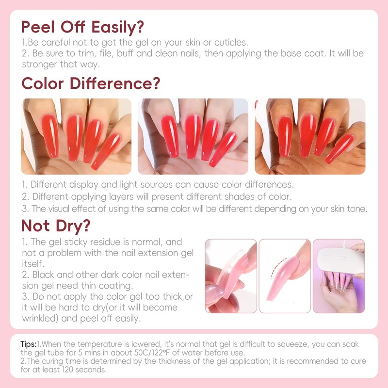 PEACECOLOR Poly Nail Gel Starter Set, 6 Colours, Poly Nail