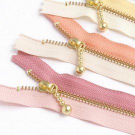 Y.K.K Zipper with Ball Combination Color Metal Fittings Gold, Set of 6, 4.7 inches (12 cm)
