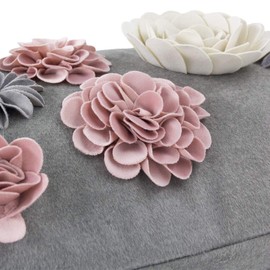 King Rose Handmade 3D Flower Throw Pillow Cover Decorative Cushion Case Home Sofa Couch Bed Decor 14 x 24 Inches Colorful