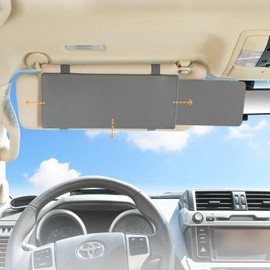 Car Visor Extender TFY Anti-Glare Sun Visor Extender Window Sunshade and UV Rays Blocker - Grey