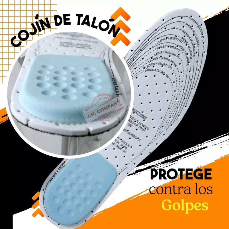 J.H. Company Plantillas Acolchonado Anti Impacto Ajustable Zapatos 9910