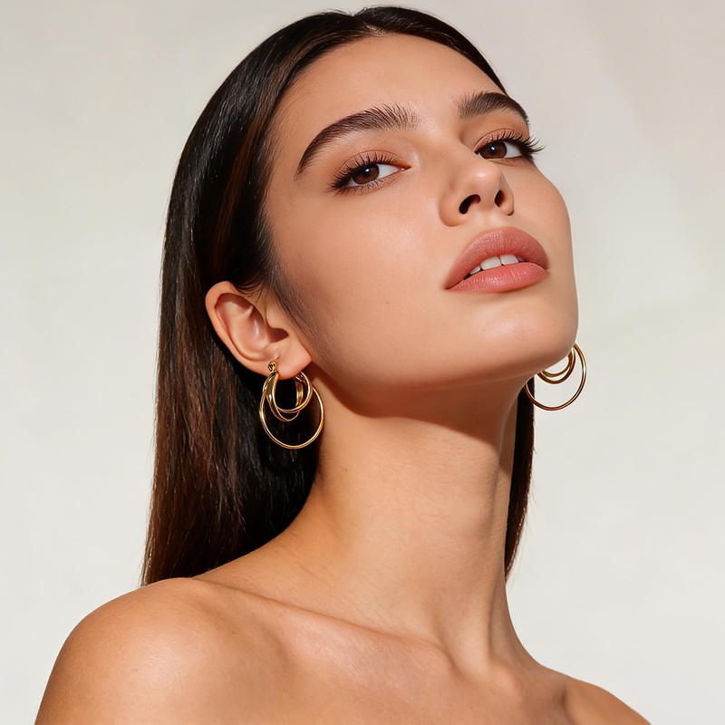 FILMOON Gold Hoop Earrings for Women Gold Statement Hoop Earring