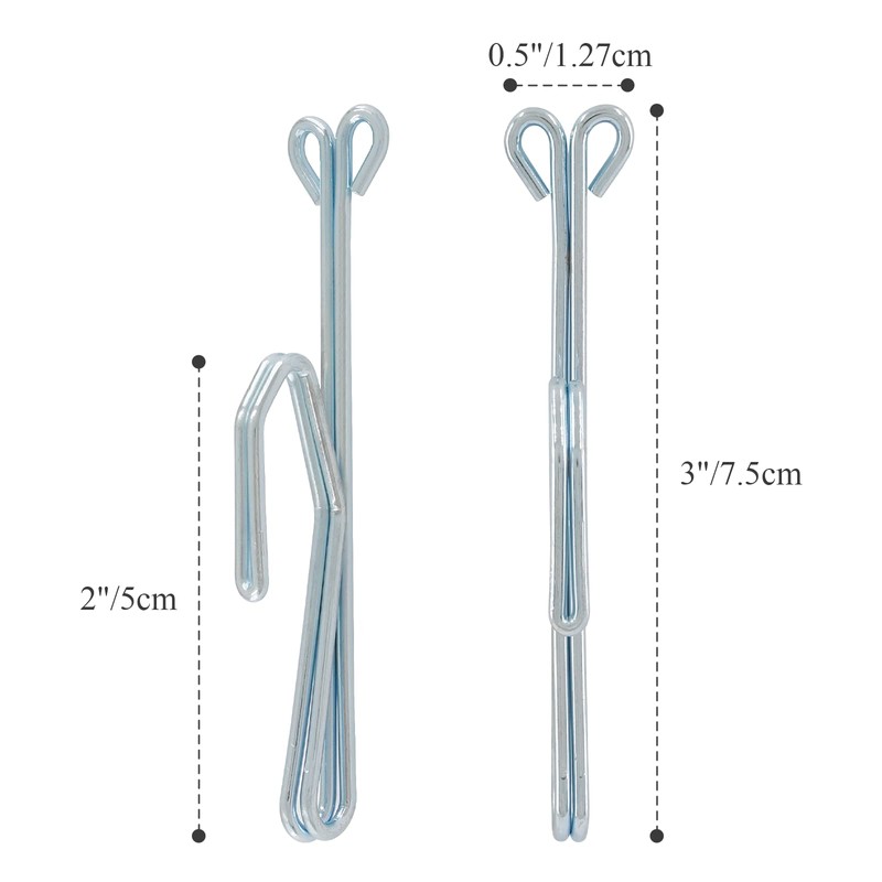 Cionyce 32 Pcs Metal Drapery Hooks Silver Curtain Pins 3"