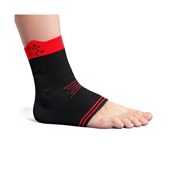 UFlex Athletics Ultra Flex Athletics Ankle Brace Support Sleeve for Post Surgery Treatment, Swelling Reduction, Pain Relief, Ankle Stabilizing and Compression, Single Wrap Black, Red Large