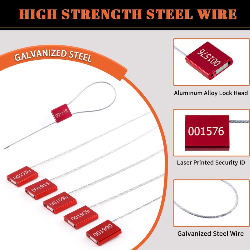 Tanstic 20Pcs Red Steel Security Seals with Aluminum Body, Security