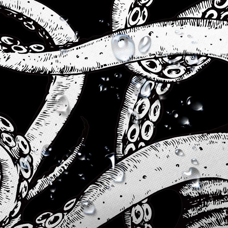Octopus Decor Shower Curtain for Bathroom, Funny Black and White