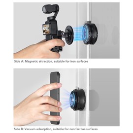 Electric Vacuum Suction Cup for Action 5 Pro, Double Sided Adsorption Magnetic Camera Holder Stand Driving Recorder Bracket for X5/ X4 and Other Sports Cameras