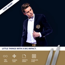 50 Metal Collar Stays for Men's Dress Shirts – 2 Sizes in Divided Box (24 x 2.2", 26 x 2.5")