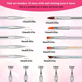 Molain 10PCS Nail Art Brushes Set, Double-Ended Nail Design Tools with Liner Brush & Dotting Pens Professional Nail Painting Kit for DIY Home Salon