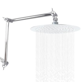 19 Inch Shower Head Extension Arm, Upgrade Flexible Height & Angle Adjustable Shower Arm Extender with Lock Joint, G1/2 Universal Connection for Rain & Handheld Shower Head (Chrome, 19)