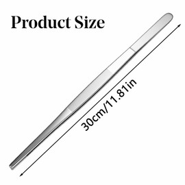 Instruments England Kitchen Fine Multi-Purspose Tweezers Extra Long 12 Inch(30cm) Stainless Steel Tongs with Precision Serrated Tips Tweezers for Cooking, Air Fryer Salad Tongs, Pasta Tongs.