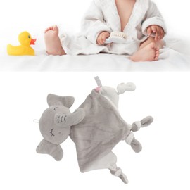 Baby Pacifier Towel Durable Cartoon Doll Burp Cloth for Toddlers Skin-friendly with Hang Rope (Elephant)