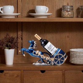 Huniruyo Horse Sculpture Resin Wine Bottle Holder - Tabletop Kitchen Decor, Decorative Storage Organizer for Home Bar Cellar, Unique Gift for Men Women Housewarming, Holds 1 Standard Bottle (C)