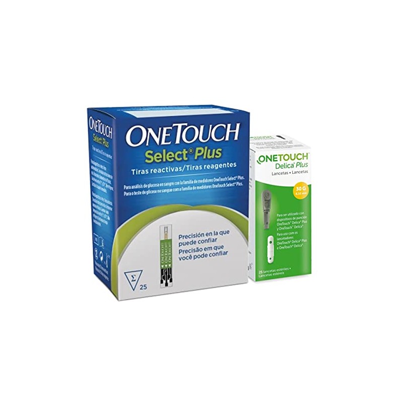 Onetouch Paquete 25 Tiras Select Plus Y 25 Lancetas Delica