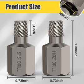 Topec Double Head Screw Extractor Set, Newest Version 3/8” Drive 2-in-1 Functional Easy Out Bolt Extractor, 2PC, 5/16 & 11/32