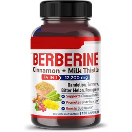 Berberine 12000mg with Ceylon Cinnamon 3000mg, Milk Thistle 150caps
