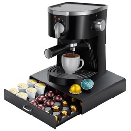 FICARTS K Cup Holder Drawer 30 Pods Capacity, One Drawer Design for Nespresso Pods Holder, Coffee Pod Holder Compatible With Keurig Pod Organizer&Nespresso/K-Cup/Vertuo Pod Holder, Black