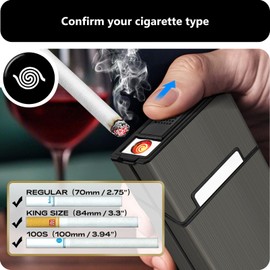 roygra Cigarette Case with Lighter 100s King Size (2 Pack), Magnetic Switch 20 Capacity Holder Case for Men Women, Cigarettes Smoking Accessories, Rechargeable Flameless Windproof Electric Lighters