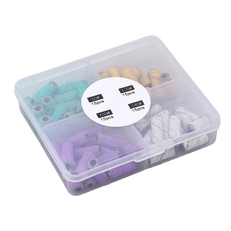 60pcs Nail Sanding Bands with Mandrel Bit Manicures Tool Professional