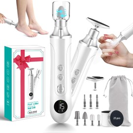 Electric Foot Callus Remover for Feet,15 Speed Adjustable Pedicure Tools for Feet with LED Display, 2 in 1 Nail Drill Foot File, Rechargeable Electric Foot Scrubber for Dead Skin and Thick Toenail