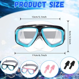 Flutesan 2 Pack Youth Kids Swim Goggles with Nose Cover Diving Mask Elastic Fabric Strap with Earplugs Swimming Goggle Waterproof Clear Snorkel Goggle(Multicolor)