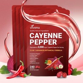 Cayenne Pepper Softgels Supplement, Supports Leg Vein, Heart and Blood Vessel Health, with Vitamin E D3+K2 and Extracts of Grape Seed, Hawthorn, Beetroot and Others (240 Softge /1 Bag):_Pack of 4