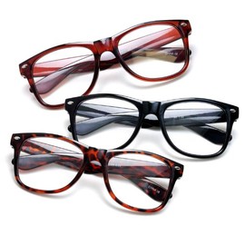 3 Packs Oversized Big Frame Reading Glasses Men Women Comfortable Stylish Simple Reading Glasses, Black, Brown, Tortoise