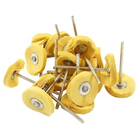 LDEXIN 20Pcs Little Buff Wheels Polishing Buffer Wheels for Rotary Drill Tools, Yellow Cloth Buffing Wheels for Watch Jewelry, 2.3mm (3/32") Mandrel
