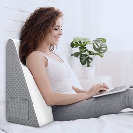 Forias Wedge Pillow 12" Bed Wedge Pillow for Sleeping Acid Reflux After Surgery Triangle Pillow Wedge for Sleeping Gerd Snoring, Air Layer Wedge Cover|Memory Foam Top
