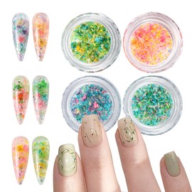 WOKOTO 4 Boxes Mini Dried Flowers Petal Nail Art Stickers 3D Spring Floral Nail Decals Colorful Dry Flowers Nail Stickers Mini Real Nail Flower Charms Set for Women Girls Nail Decorations DIY Craft