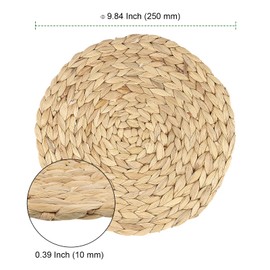 PINGEUI 6 PCS Wicker Place Mats Round, 25cm Natural Hyacinth Place Mats handmade Seagrass Rattan Woven Placemats for Restaurant, Home Kitchen Dining Table Accessories