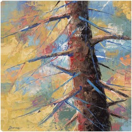 Fine Art Canvas Colorful Conifer Canvas Wall Decor by Artist John Burrows for Living Room, Bedroom, Bathroom, Kitchen, Office, Bar, Dining & Guest Room - Ready to Hang - 22 in x 22 in