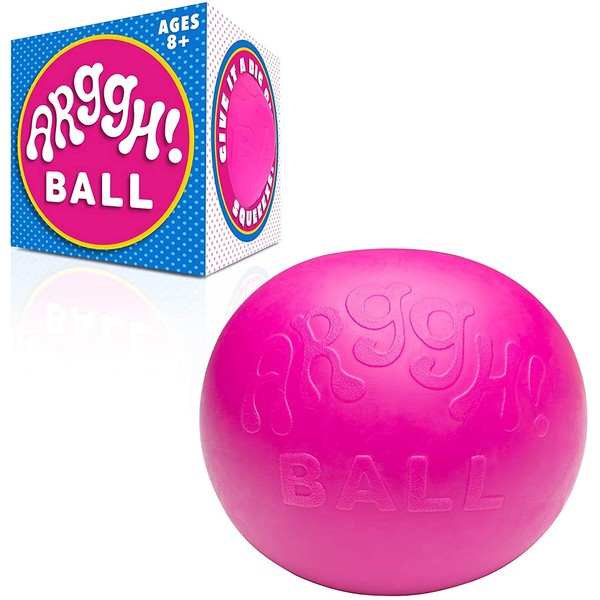 Power Your Fun Arggh Giant Stress Ball for Adults and Kids - Jumbo Anxiety Relief Ball Fidget Toy, Color-Changing Anti Stress Sensory Ball Squishy Toy for Girls and Boys (Pink/Purple)