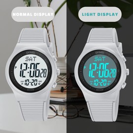 CakCity Digital Watch for Women Waterproof Stopwatch Sports Watches for Mens and Womens Unisex Outdoor Rubber Strap Multifunction Wristwatch with Luminous Display,Grey