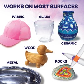 Carrot Crafts 12 Colors Acrylic Paint Markers Set, Highly Pigmented, Medium Tip, Works for Rock Painting, Fabric, Canvas, Wood, Metal And Paper, Fast Drying, No Need To Shake or Press Down.