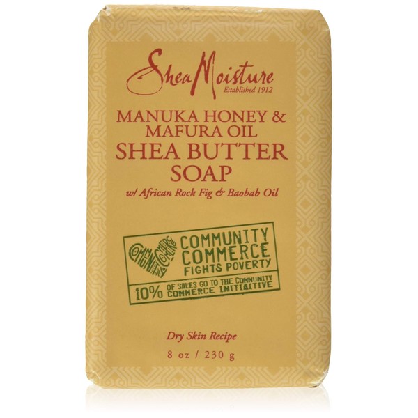 Shea Moisture Manuka Honey & Mafura Oil Shea Butter Natural Soap Bar with Fig Extract and Baobab Oil - Shea Moisture Products to Nourish and Boost Skin Hydration, 8 Oz